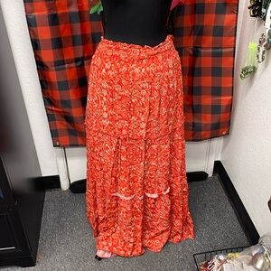 Red long flowy skirt